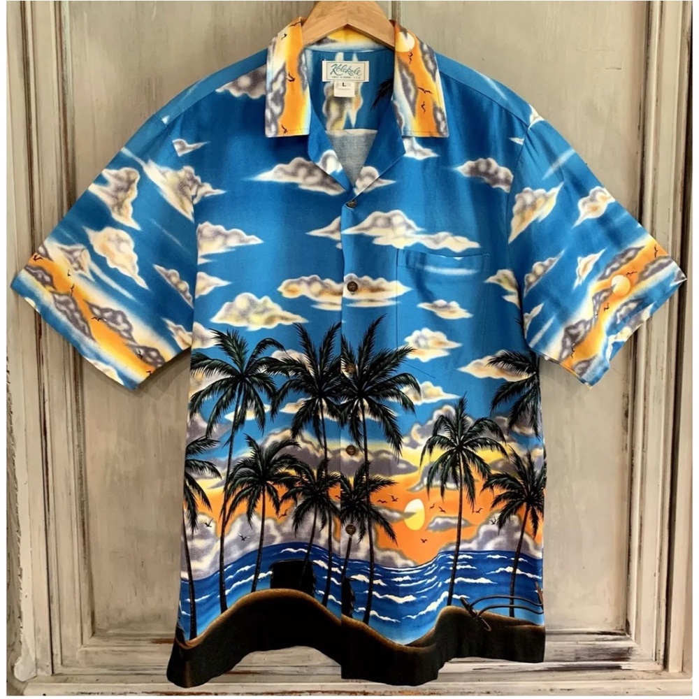 Kolekole Vintage Hawaiian Camp Shirt Sz L
